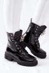 Botki Damskie Trapery Czarne Kryształy Tweten
