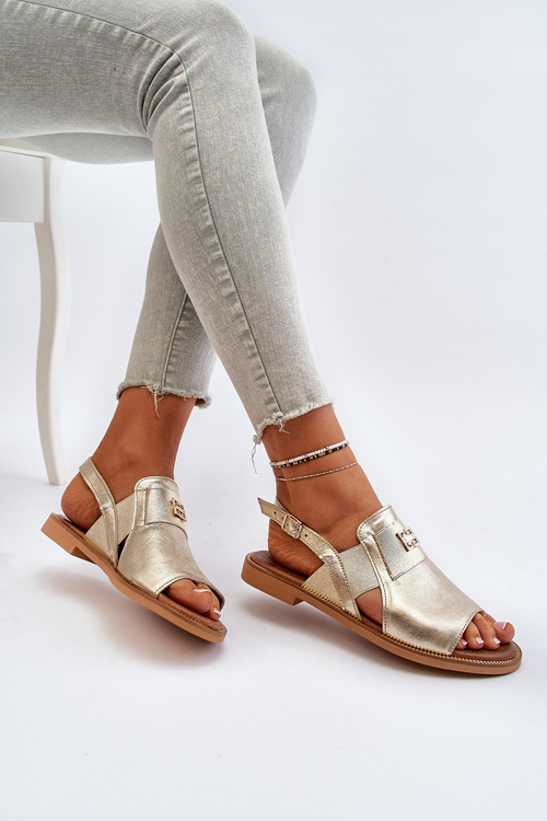 Zazoo 40385 Damskie Skórzane Sandały Złote