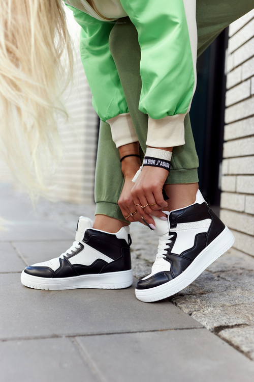 Wysokie Damskie Buty Sportowe Biało-Czarne Megithoe