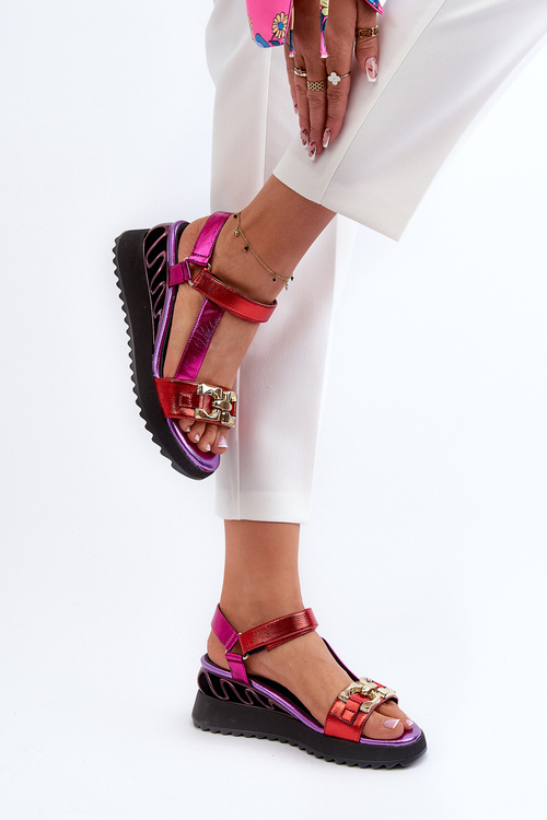 Sandały Damskie Na Koturnie D&A CR954 Fioletowe