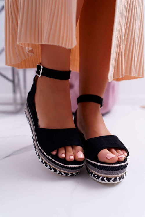 Sandały Damskie Na Platformie Czarne Arielle