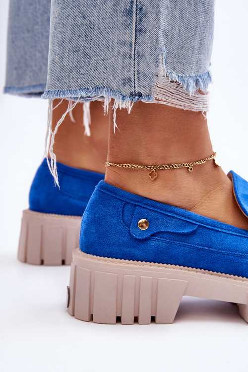 Damskie Zamszowe Wsuwane Półbuty Niebieskie Fiorell