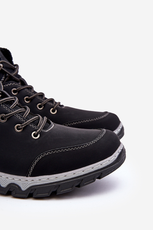 Trapery Buty Trekkingowe Męskie Ocieplane Czarne Raisah 19455