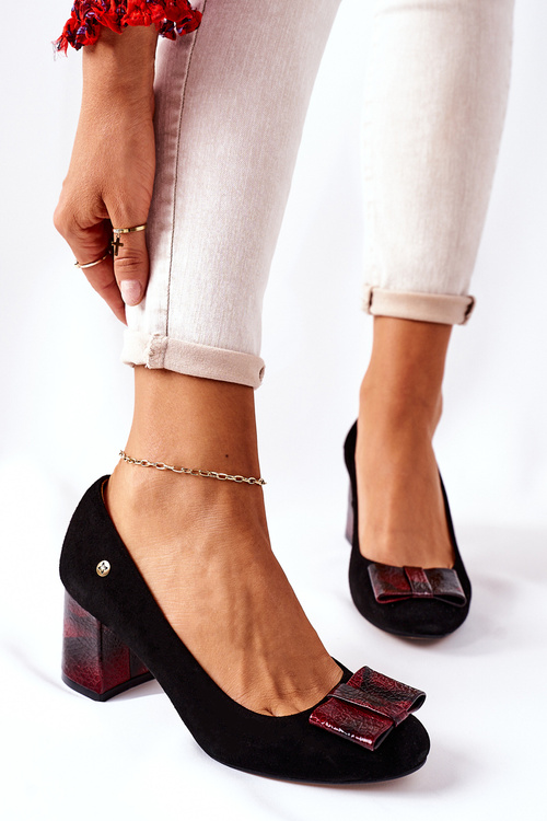 Czółenka Damskie Maciejka Zamszowe Czarne 3356A-20