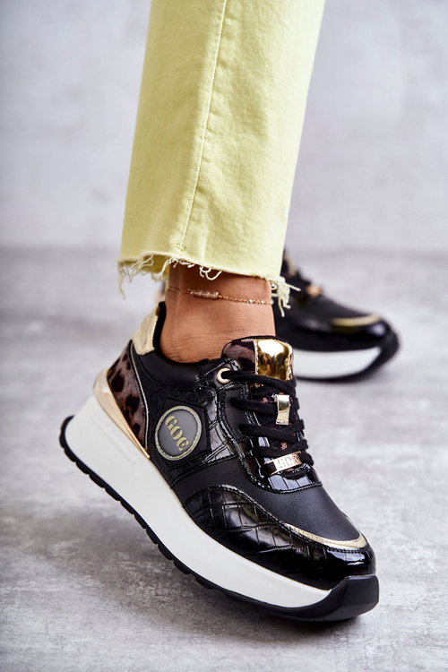 Damskie Buty Sportowe Na Koturnie GOE KK2N4085 Czarne