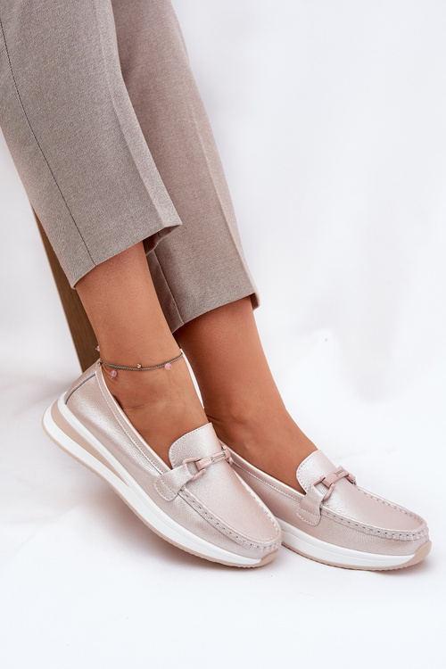 Skórzane Mokasyny Damskie S.Barski GR51-598 Perłowy Róż