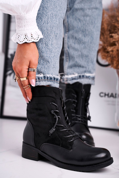 Botki Damskie Workery Czarne Bear