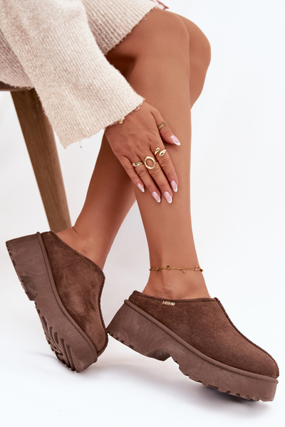 Śniegowce Damskie Niskie Na Platformie Brązowe Yrenna