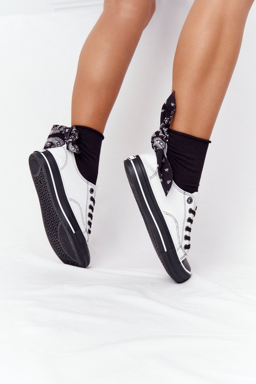 Damskie Skórzane Trampki BIG STAR HH274147 Biało-Czarne