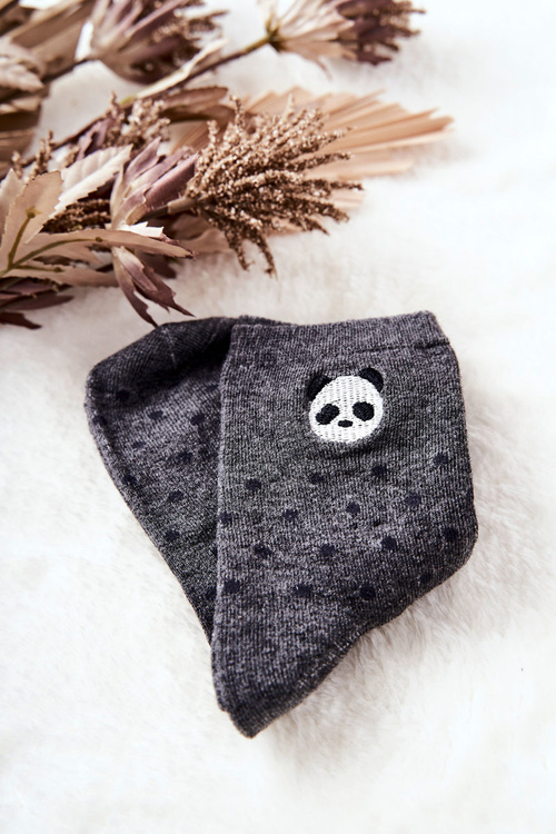 Dziecięce Skarpetki W Kropki Panda Szare