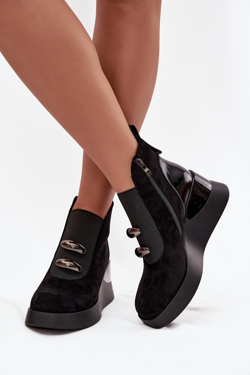 Botki Damskie Na Koturnie D&A MR52-106 Czarne