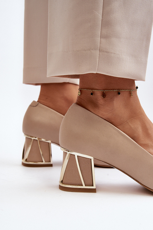 Eleganckie Czółenka Z Ozdobą Laura Messi 2740 Beżowe