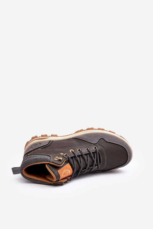 Męskie Buty Trekkingowe Trapery Sznurowane Szare Salomene