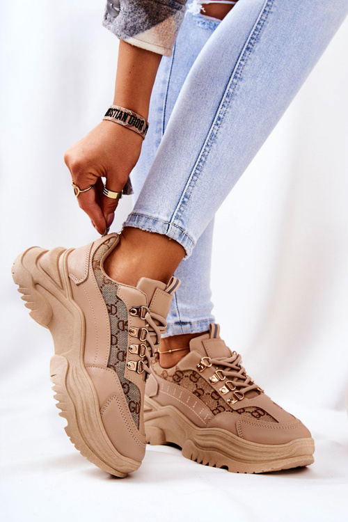 Sportowe Buty Na Platformie Beżowe Flynn