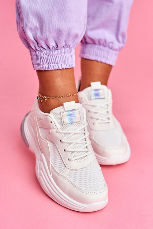 Sportowe Damskie Buty Kolorowe Białe Pinner