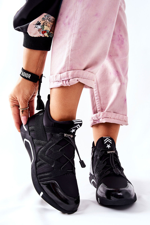 Wysokie Sportowe Buty Sneakersy Czarne Lanez