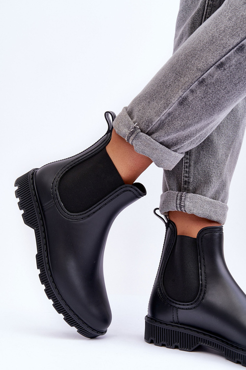 Damskie Wsuwane Matowe Kalosze Czarne Helinca