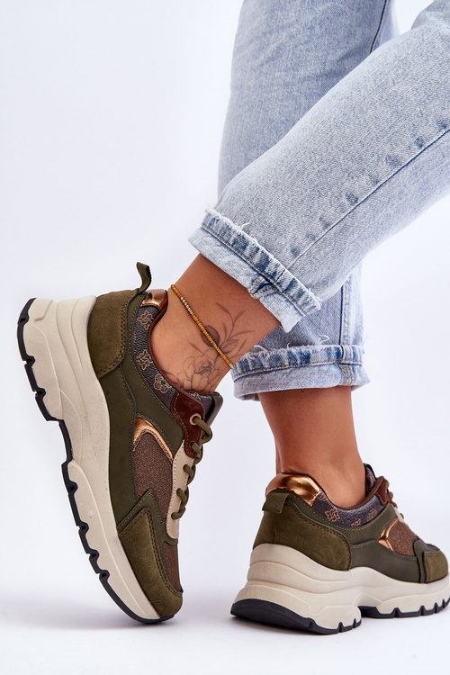 Sznurowane Buty Sportowe Na Platformie Zielone Escape