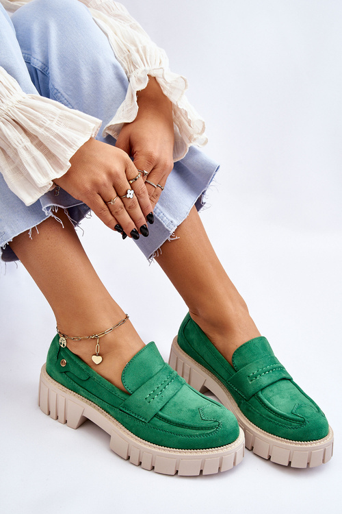 Damskie Zamszowe Wsuwane Półbuty Zielone Fiorell