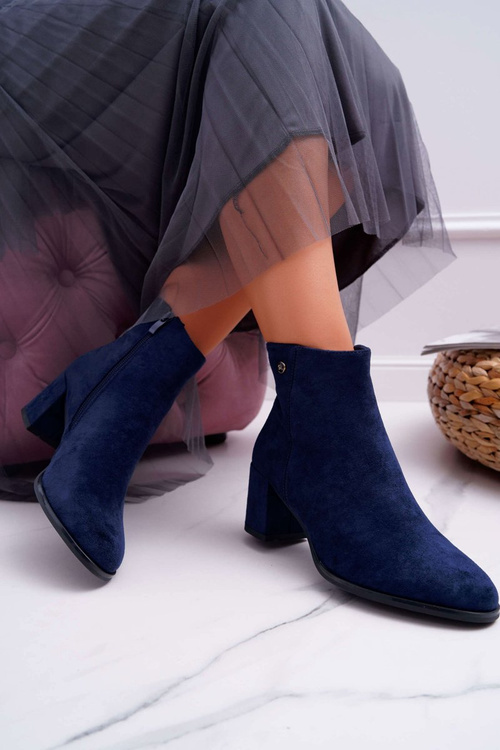 Botki Damskie Na Obcasie Sergio Leone Granatowe BT520