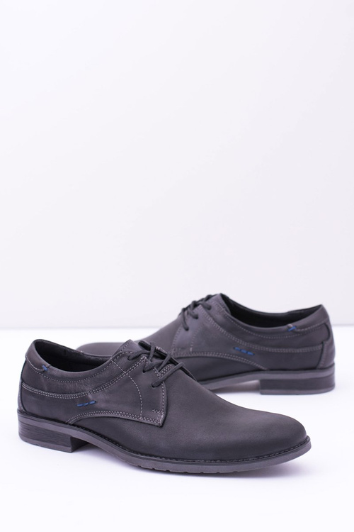 Eleganckie Męskie Skórzane Półbuty Czarne Santiago