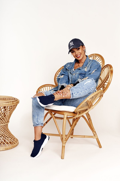 Damskie Sportowe Buty Slip-on Big Star DD274464 Granatowe