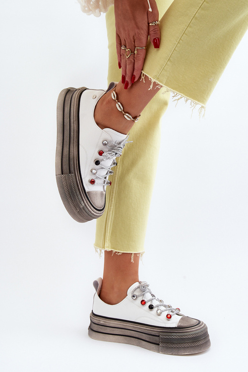 Damskie Trampki Na Platformie GOE NN2N4054 Białe