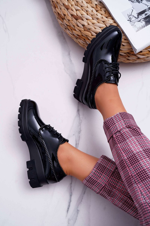 Damskie Półbuty Lakierowane Czarne So What