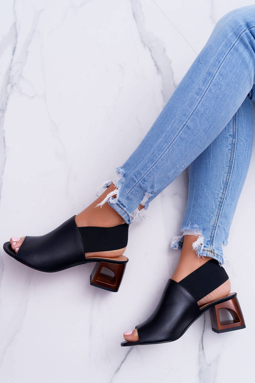 Skórzane Sandały Ze Ściągaczem Laura Messi 1919 Czarne