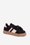 Sneakersy Damskie Z Welurową Kokardą Czarne Ashlyn