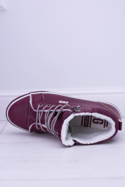 Big Star Ocieplane Bordowe Damskie Tenisówki BB274007