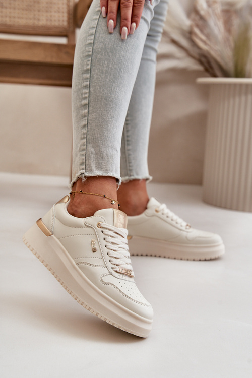 Sneakersy Damskie Na Platformie Big Star OO274757 HI-POLY SYSTEM Białe