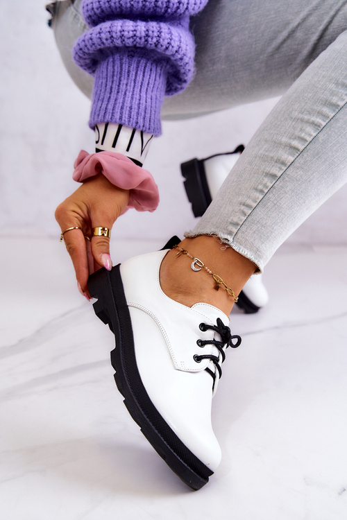 Damskie Klasyczne Półbuty Oxfordy Białe Colton