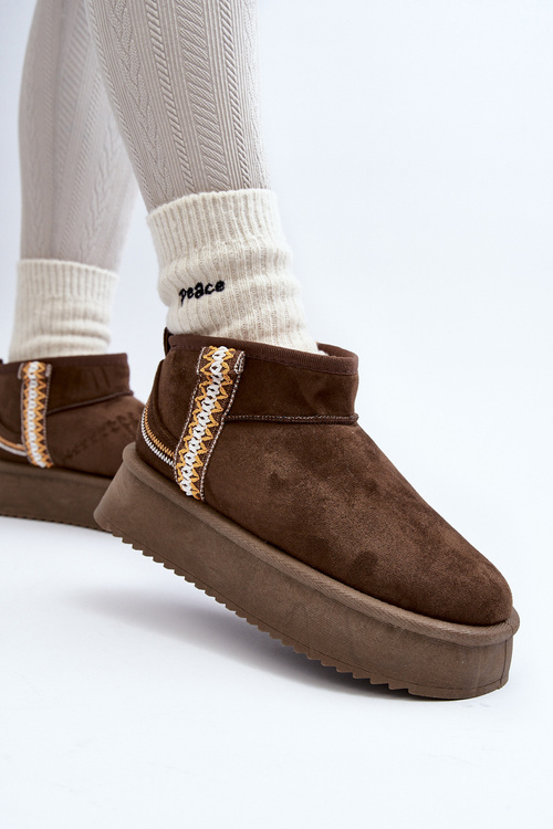 Śniegowce Na Platformie Ze Wzorem Ciemnozielone Udra