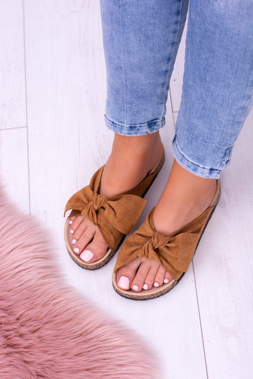 Damskie Klapki Z Kokardami Na Korku Camel Sunshine