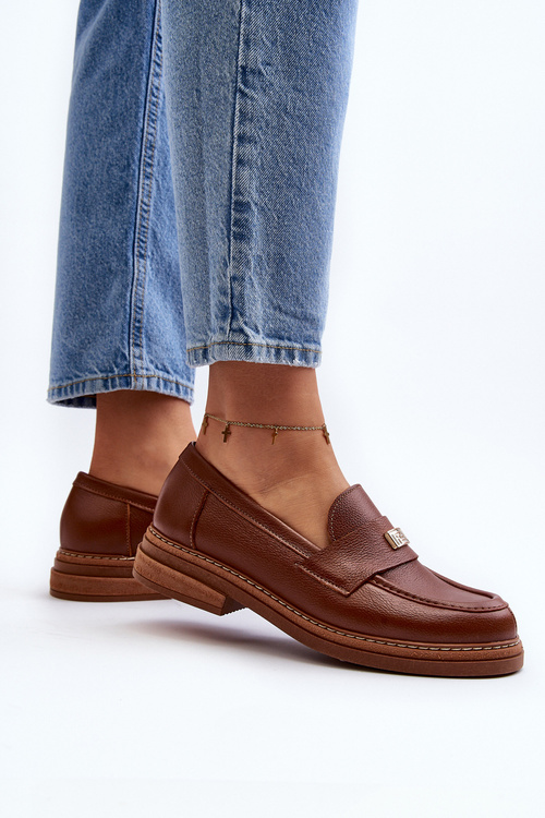 Zazoo 20165 Skórzane Mokasyny Damskie Brązowe