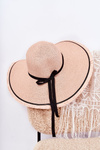 Damski Kapelusz Z Czarnym Paskiem Różowy Mady