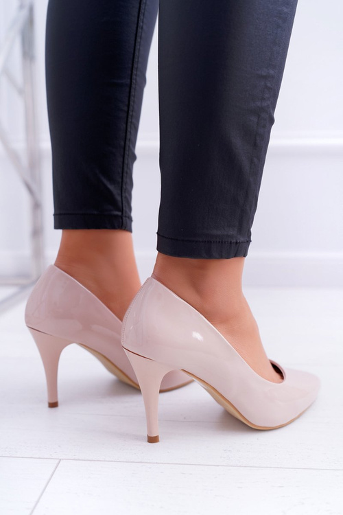 Szpilki damskie Sergio Leone Lakierowane Beżowe Greca