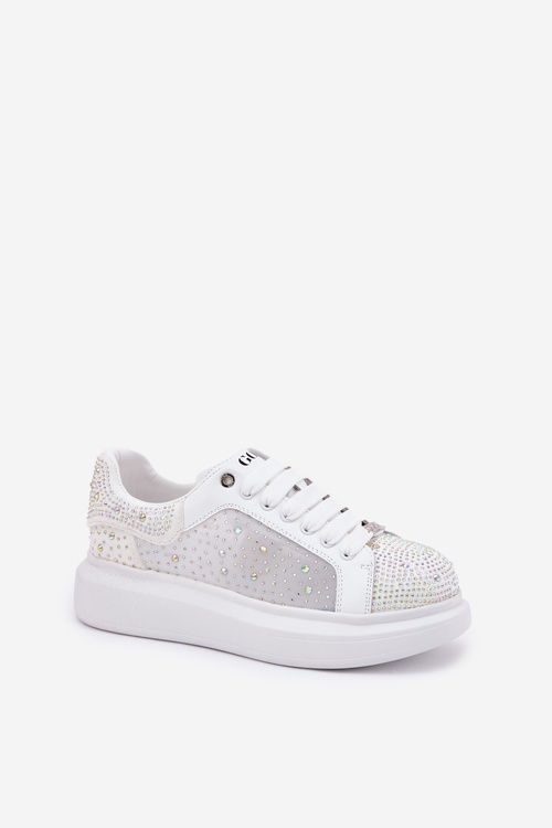 Zdobione Sneakersy Na Platformie GOE RR2N4003 Białe