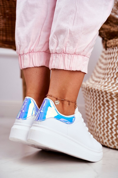 Sportowe Damskie Buty Lu Boo Białe Metaliczne Niebieskie Matilda