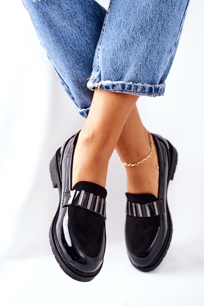 Damskie Półbuty Lakierowane Czarne Montius