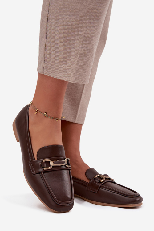 Półbuty Loafersy Damskie Z Ozdobą Brązowe Priscelle