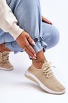 Klasyczne Materiałowe Wsuwane Sneakersy Beżowe Gusto