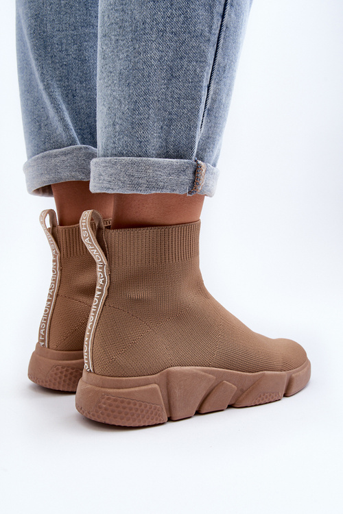 Damskie Buty Sportowe Ze Skarpetą Beżowe Zirila