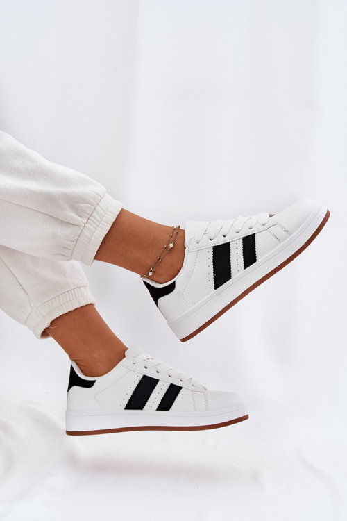 Sneakersy Damskie Z Eko Skóry Białe Arlenina