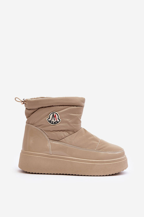 Wsuwane Śniegowce Damskie Na Platformie Beżowe Gattea