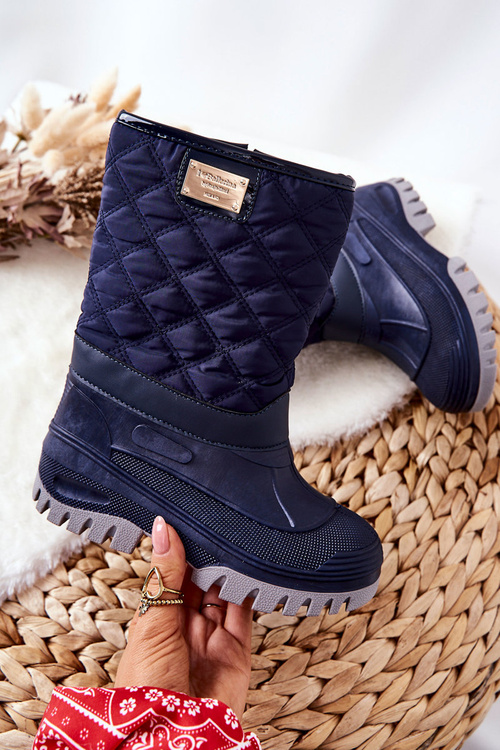 Dziecięce Śniegowce Ocieplone Futerkiem Granatowe Mussi