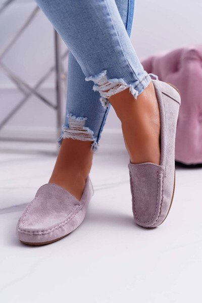 Mokasyny Damskie Wygodne Eko-zamsz Lila Róż Lemma