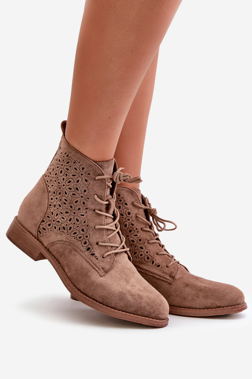 Damskie Botki Ze Wzorem Brązowe S.Barski HY66-136