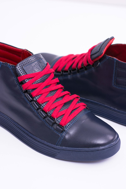 Męskie Skórzane Tenisówki Granatowe Torres